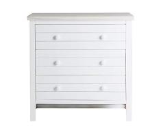 Vipalia Comoda de Madera de Pino Lacada. Mueble Dormitorio. Estilo Provenzal. Medidas 40x30x110 cm. Coleccion Lagoa. Color Blanco