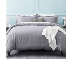 Bedsure Funda Nordica Cama 150/135 Gris - Juego de Funda Edredón 150x200 con 2 Fundas de Almohada 40x75cm de Microfibra Reversible y Suave, 220x230 cm