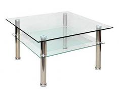 ts-ideen - Mesa auxiliar (cristal y acero inoxidable, 70 x 70 cm, esquinas redondas, vidrio templado de 10 mm)