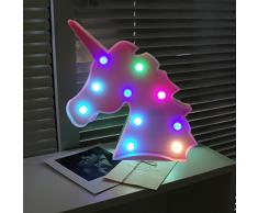 AIZESI Unicornio luz de noche, lámparas LED de unicornio, marquesina, funciona con pilas, luces LED de mesa, decoración de pared para niñas, dormitorio, sala de estar, Navidad, fiesta como regalo para niños