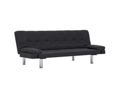 Festnight Sofá Cama 2 Plazas Sofá Cama con Dos Almohadas de Poliéster Gris Oscuro 168 X 77 X (61,5/64 / 66) Cm