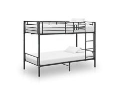 UnfadeMemory Marco de Cama Litera Juveniles,Cama Infantil,Metal 200x90 x150cm (Negro)