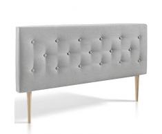 marckonfort Cabecero tapizado Oslo 150X100, capitone en Tela Gris