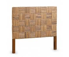 Moycor - Cabecero cuerda cuadros con rattan, tamaño 165 x 8 x 145