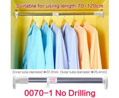 Hershii Cortina de Ducha Extensible con Varilla de Tensión, Cabezal Ovalado, Barra para Colgar en el Armario, sin Taladro, 25,4 mm de Diámetro, Crema, 70-120cm