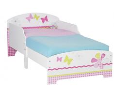 Worlds Apart Cama Infantil con diseño de Mariposas y Flores, Madera, Rosa, 59.00x77.00x145.00 cm