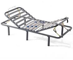 Mivis - Somier de Acero articulado Manual multilaminas de Abedul, tamaño 135/190 cm, Color Gris