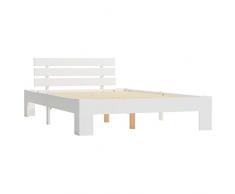 vidaXL Madera Maciza Pino Estructura Cama Somier Mobiliario Casa Clásica Práctica Cómoda Moderna Robusta y Duradera Sin Colchón Blanca 140x200cm