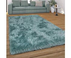 Alfombra Pelo Largo Salón Shaggy, Colores Pastel, Hilo Suave, Monocolor, tamaño:120x170 cm, Color:Turquesa