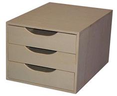 Cajonera 3 cajones. En madera de chopo natural. Se puede pintar. Medidas (ancho/fondo/alto): 37 * 35 * 22 cms.
