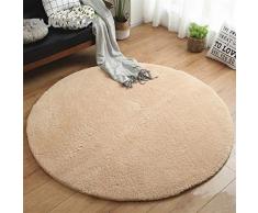 Liveinu Redondo Shaggy Alfombra con Respaldo Antideslizante Alfombra de Peluche Salón Modernas para Decoración Ø 60 cm Camello