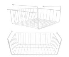 Lawei 2 Piezas Cestas de Almacenaje Multiuso Estante intermedio Organizador de Cesta Colgante - Blanco, 38 cm