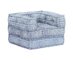 vidaXL Sofá Cama 1 Plaza Modular Tapizado Tela Estampada Sillón Convertible Chaise Longue Pufs Configuración Personalizable Diseño Original Azul Añil