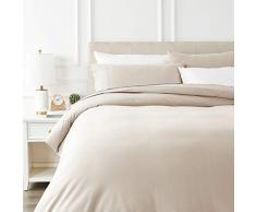 AmazonBasics - Juego de cama de franela con funda nórdica - 200 x 200 cm/50 x 80 cm x 2, Beige