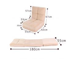 Zhengowen HO Lazy Sofá Doblar futón sofá Cama Silla Plegable Alargar Salón Plegables Ajustables al Piso Ocioso Sofá Perezoso (Color : Blanco, tamaño : 180 * 55 * 15cm)