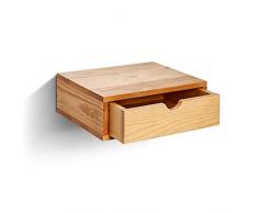 SUENOSZZZ - Mesita de Noche Flotante Color Haya, Estilo nordico para Dormitorio Mesita con Cajon, para Colgar | Mueble de Madera para dormitorios | Mesa/Comoda con Cajon