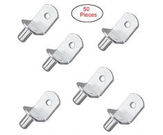 Electrely 50pcs tacos de soporte de estantería de metal niquelado L Forma Escuadra de soporte para estante de madera o cristal para mueble armario armario Biblioteca(6 mm)