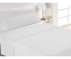 SABANALIA Juego de sábanas Blancas de Hostelería (Disponible en Varias Medidas), Cama 90