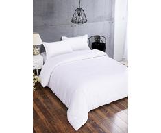 1x Funda Nórdica para Edredón, 2x Fundas de Almohada y 1x Sábana Bajera para Cama 150CM Juego Nórdico 4 Piezas, 100% Poliéster 85g/m², Blanco