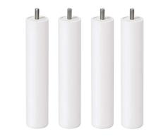 4un. Pata pie de cama canapé en madera haya lacada con pintura blanca. Altura 250mm forma redonda