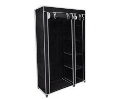 vidaXL Armario Portátil Plegable Practico de Tela y Acero Negro Mueble Ropero