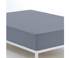 ESTELA - Sábana Bajera Ajustable Color Acero - Alto Especial 35 cm - Largo Especial 210 cm - 100% algodón - Cama de 150 cm.