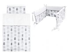 100/% ALGOD/ÓN PURO Med ALTA CALIDAD B/úhos CONJUNTO de FUNDA N/ÓRDICA y PROTECTOR de CUNA 60x120 cm 3 Piezas Vizaro hecho en UE certificado OekoTex sin sustancias nocivas C 90x120cm