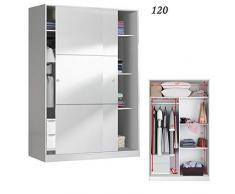 HABITMOBEL Armario Dos Puertas Correderas y estantes + Barra de Colgar + CAJONERA Interior.