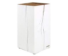 NATUREHOME Tronco Taburete Taburete Madera Maciza Roble Mesa Auxiliar Natural - Negro - Blanco - Gris Lacado - Blanco