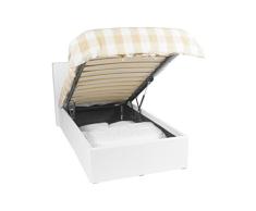 EuropeDirectShopping Luna Ottoman | Cama con almacenaje | 90x190 | Blanco | 430 Liter Espacio de Almacenamiento