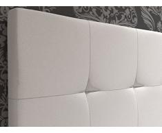 LA WEB DEL COLCHON Cabecero de Cama tapizado Acolchado Corfú (Cama 150) 160 x 120 cms. Polipiel Color Blanco. Incluye herrajes para Colgar con regulador de Altura