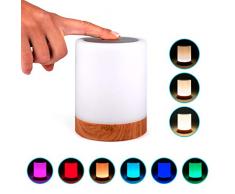 Lampara decorativa tactil con luz LED de colores para mesa, sobremesa o mesilla de noche | Lamparita RGB pequeña y recargable, de diseño moderno para decoracion de jardin, terraza, salon o habitacion