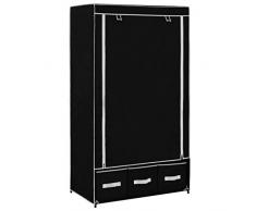 vidaXL Armario de Tela Ropero Organización Ropa Casa Hogar Excelente Solución Almacenaje Práctico Ideal Robusto Duradero Amplio Negro 87x49x159cm