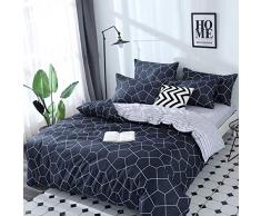 FANSU Conjuntos de Funda nórdica, Juegos de sábanas 3pcs, Estilo de diseño Moderno a Cuadros y Cuadros, Funda de Almohada con Cierre de Fibra Suave (Cama 90-150x200cm, Resumen)