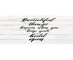 Cabecero Cama PVC Impresión Digital Textura Texto Beautiful Things sobre madera blanca 150x60cm | Disponible en Varias Medidas | Cabecero Ligero, Elegante, Resistente y Económico