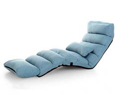 LKU Silla Sofá Cama Lounge sillón tapizado Sala de Estar Interior sillón Lounge 5 Colores Piso Plegable Ajustable, Color Azul