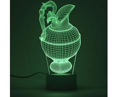 Lámpara Ilusión óptica de 3D Lámpara de noche LED Mesa Lámparas de escritorio del tacto LED de 7 colores Cambio de Cargador USB accionado el interruptor del tacto luz de la noche para los niños regalo de los amigos(Wine Pot 1)