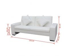 Tidyard Sofá Cama con 2 Almohadas,Estilo Contemporáneo,Estructura de Madera,Tapicería de Cuero Artificial,Blanco
