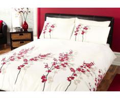 J Rosental & Son ORFRD21PGD - Juego de Funda de edredón y Dos Almohadas, 200 x 200 cm, 50 x 75 cm, Ajustable para Cama de Matrimonio, Color Rojo y Blanco, diseño de Flores