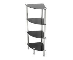 Moderna estantería de esquina para baño, sistema de almacenamiento, armario expositor, vidrio, negro, 4 Shelf