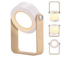 BLOOMWIN Lámpara de Mesa Mesilla Noche Led Linterna Regulable Luz de Lectura Nocturna para Dormitorio Bebé Niños Infantil Escritorio Plegable Multifuncional Lámpara de Cabecera Camping con Asa USB