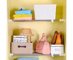 BAOYOUNI Extensible Armario Rack de Almacenamiento de estantería Ajustable Separador Armario Armario Divisor Organizador de DIY Barra para Cocina baño Dormitorio, Extendable Length: 101-152.5cm