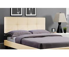 SUENOSZZZ-ESPECIALISTAS DEL DESCANSO Cabecero de Cama Square tapizado en Polipiel para Camas de 90 (100 x 57 cm) Polipiel Beige
