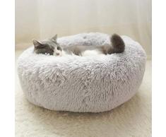 YOHAPPY Cama para Mascotas para Gatos y Perros, Cama para Perros Redonda súper Suave Cama Ovalada con Forma de Dona Cueva para Gatos y Perros pequeños y medianos (50 cm de diámetro) (Gris Claro)