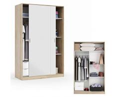 HABITMOBEL Armario con CAJONERA Zaragoza 2 Puertas correderas y 3 estantes