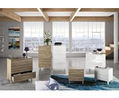 Habitdesign 007833BO - Comoda estilo nórdico, acabado blanco brillo , medida 76 x 80 x 40