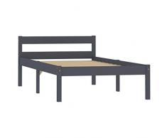 Festnight Estructura Cama Base Cama Marco de Cama Estructura de Cama de Madera Maciza de Pino Gris 100x200 cm