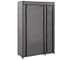 vidaXL Armario Plegable Tela Mobiliario Ropero Almacenaje Solución Útil Almacenamiento Casa Hogar Trastero Garaje Sótano Dormitorio Gris 110x45x175cm