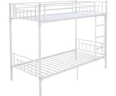 Litera de metal individual bastidor de la cama 2 niños gemelos,White
