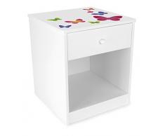 Mesita de Noche Madera Cajón Para Niños Mesilla Mesa Rincón Estilo Nórdico Acabado Dormitorio Cuarto de Niños Un Conjunto de Muebles Estilo Clásico Alta Calidad Impresión Colorida Mariposas